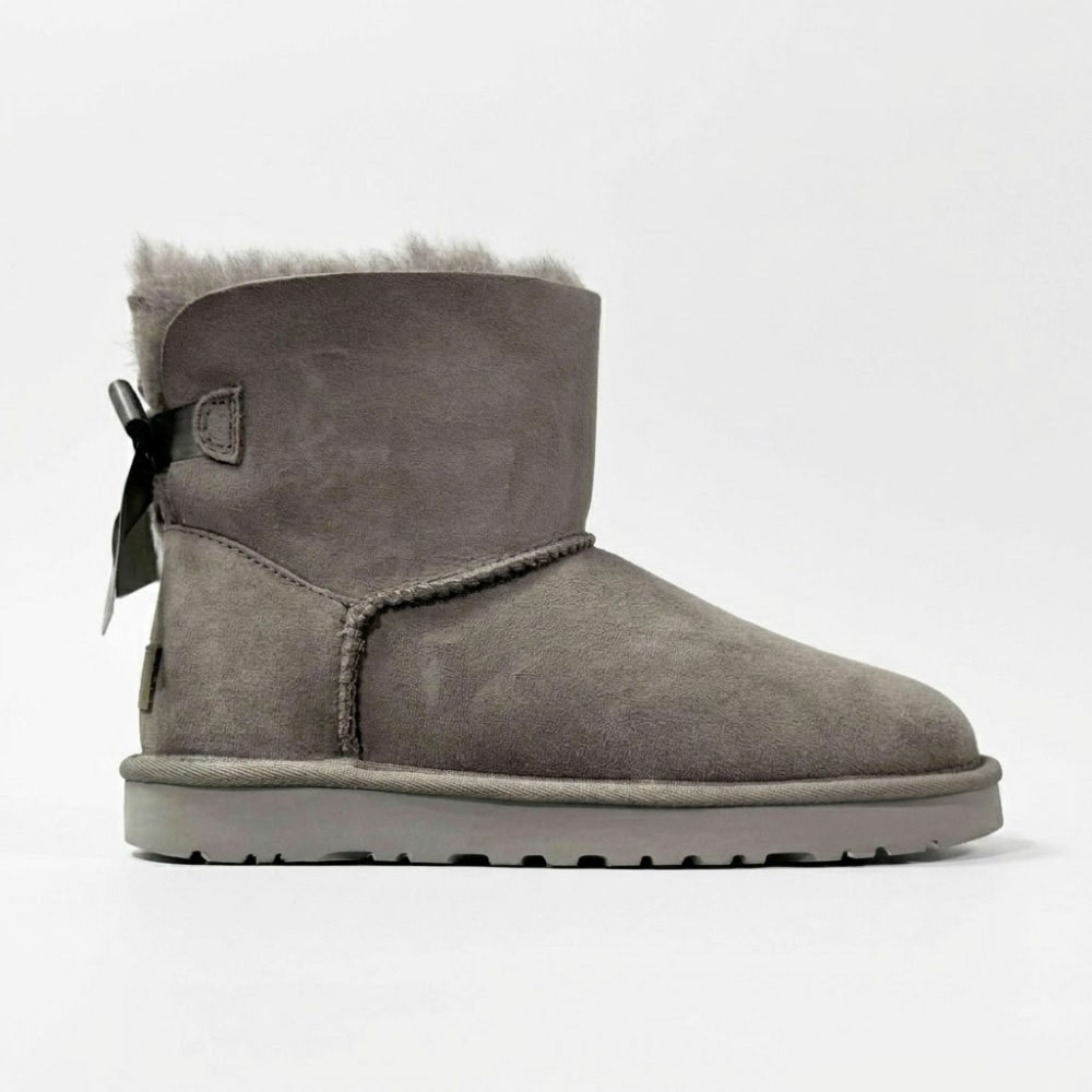 UGG Women's Mini Bailey Bow II Grey Ankle Boots