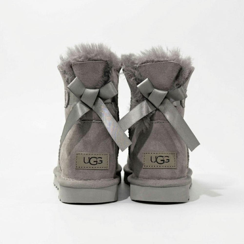 UGG Women's Mini Bailey Bow II Grey Ankle Boots