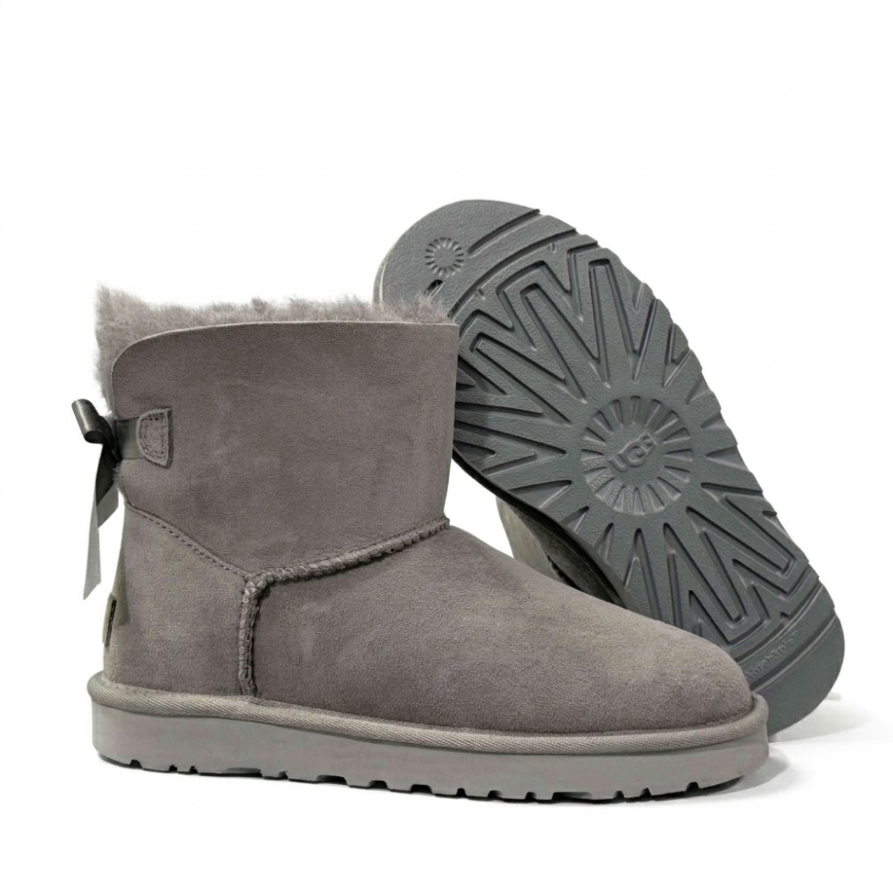 UGG Women's Mini Bailey Bow II Grey Ankle Boots