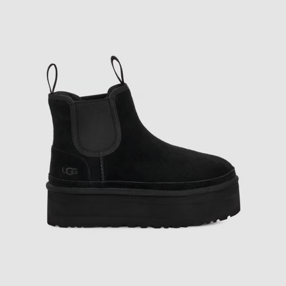 UGG Women's Neumel Platform Chelsea Black Suede Ankle Boots