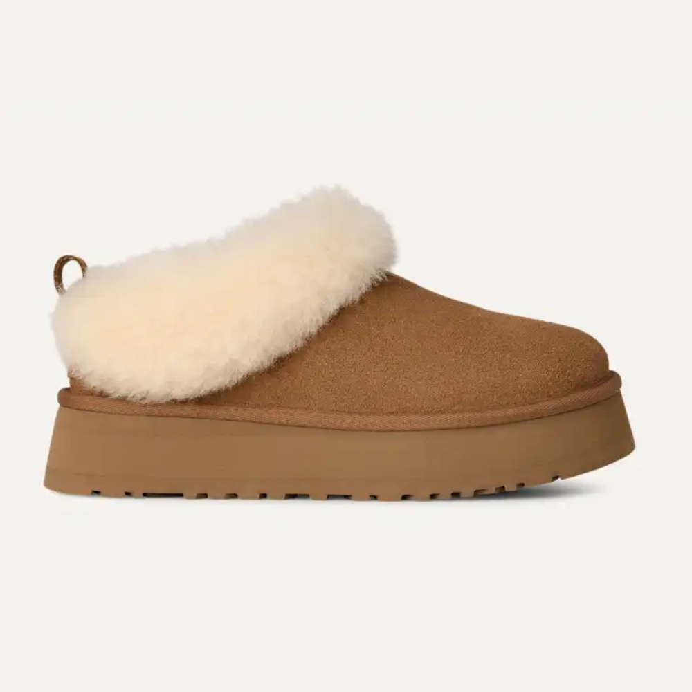 UGG Women's Tazzelle Chestnut Suede Platform Slippers