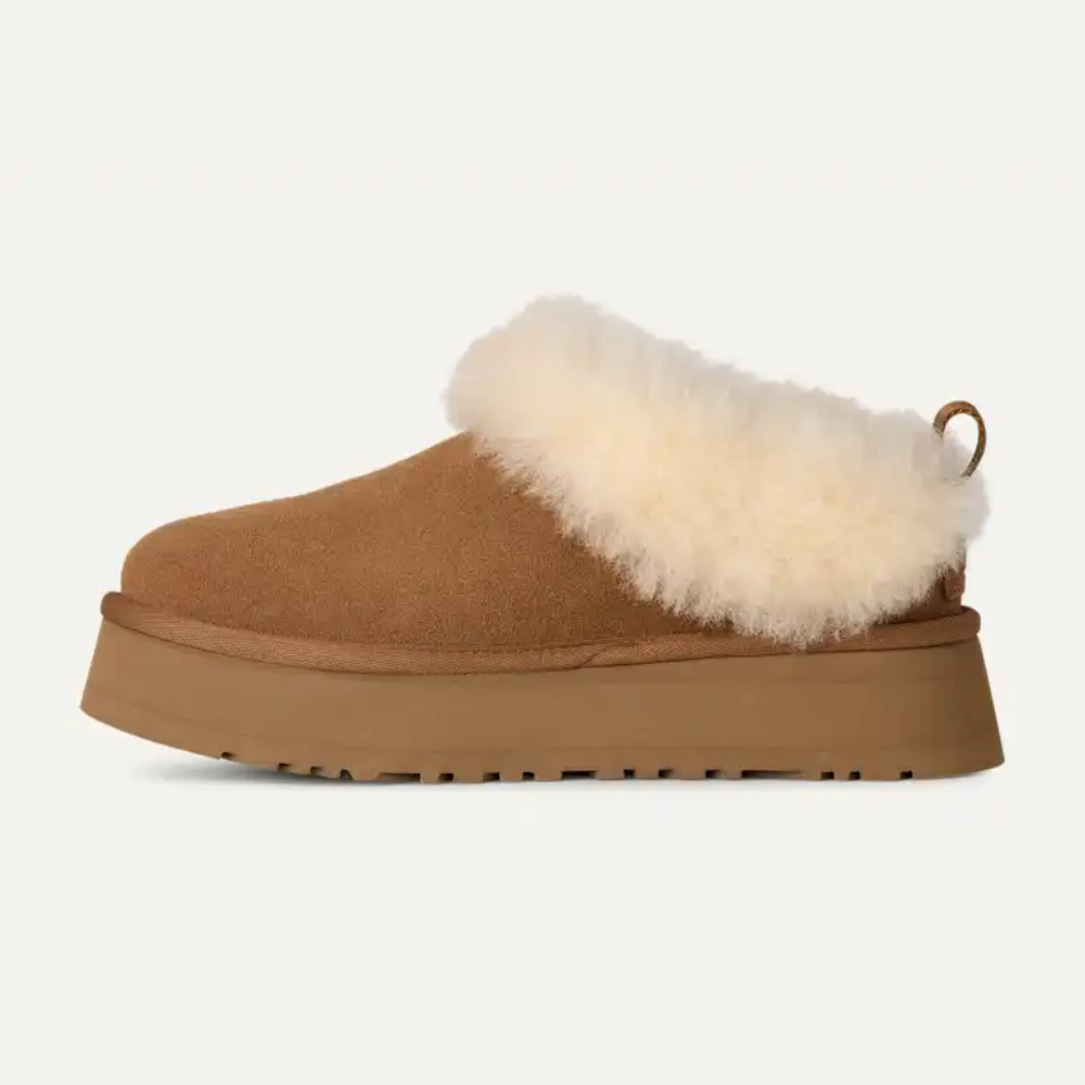 UGG Women's Tazzelle Chestnut Suede Platform Slippers