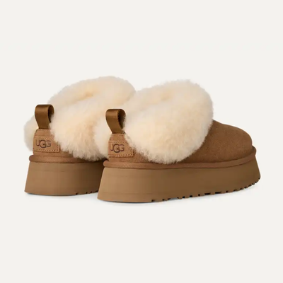 UGG Women's Tazzelle Chestnut Suede Platform Slippers