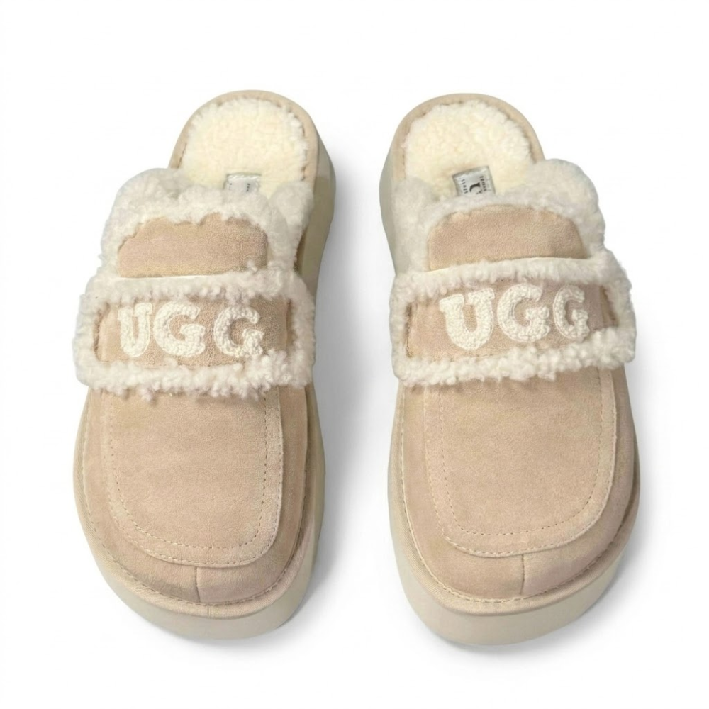 UGG Women's Trisha Fluffy Platform Scuff Slippers