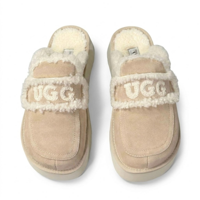 UGG Women's Trisha Fluffy Platform Scuff Slippers