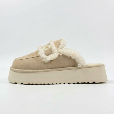 UGG Women's Trisha Fluffy Platform Scuff Slippers