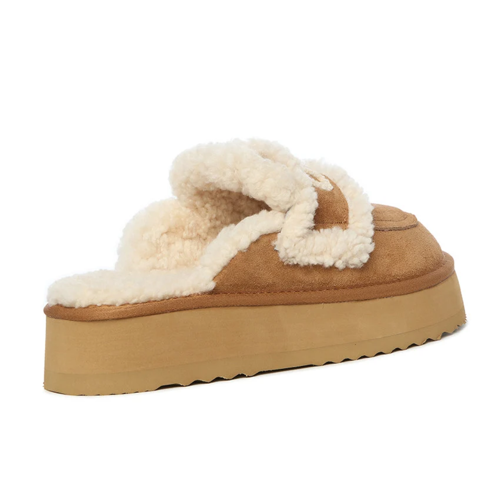 UGG Women's Trisha Fluffy Platform Scuff Slippers
