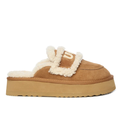 UGG Women's Trisha Fluffy Platform Scuff Slippers