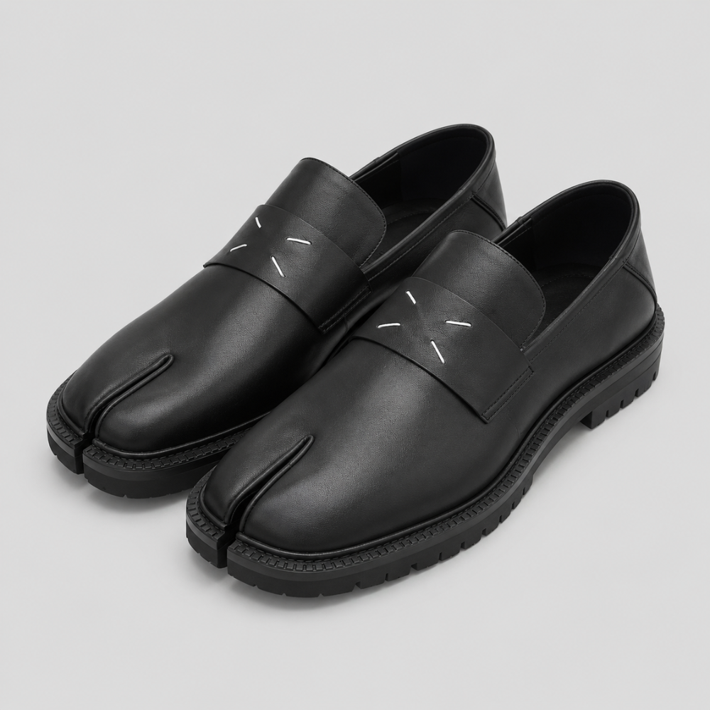 Unisex Split Toe Leather Loafers – Thick Sole Casual Shoes for Men & Women