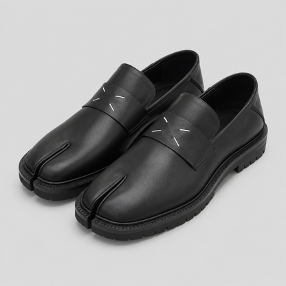 Unisex Split Toe Leather Loafers – Thick Sole Casual Shoes for Men & Women