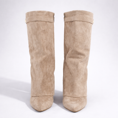 Women's Fold Over Knee High Wedge Boots – Pointed Toe Western Style Boots