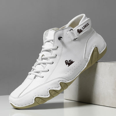 Men’s Mid Top Sneakers – Lace-Up Trainers with Hook Strap