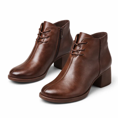 Women’s Chunky Heel Ankle Boots – Lace-Up Side Zip Boots