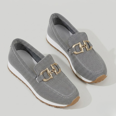 Womens Summer Loafer Buckle Detail Slip-On Casual Shoes