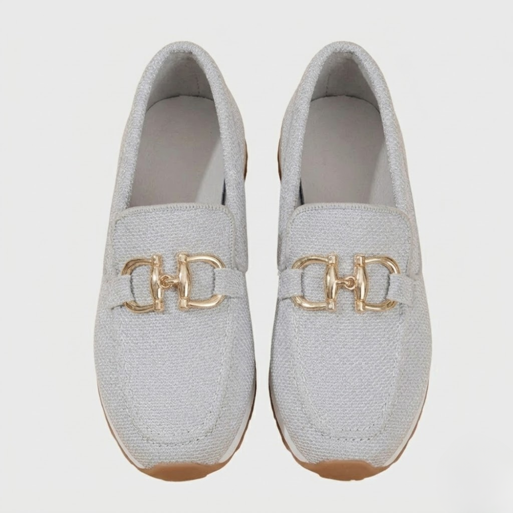 Womens Summer Loafer Buckle Detail Slip-On Casual Shoes