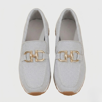 Womens Summer Loafer Buckle Detail Slip-On Casual Shoes