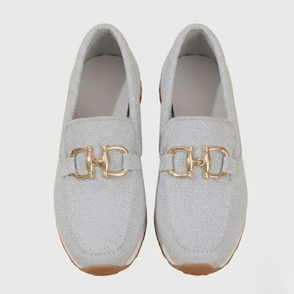 Womens Summer Loafer Buckle Detail Slip-On Casual Shoes