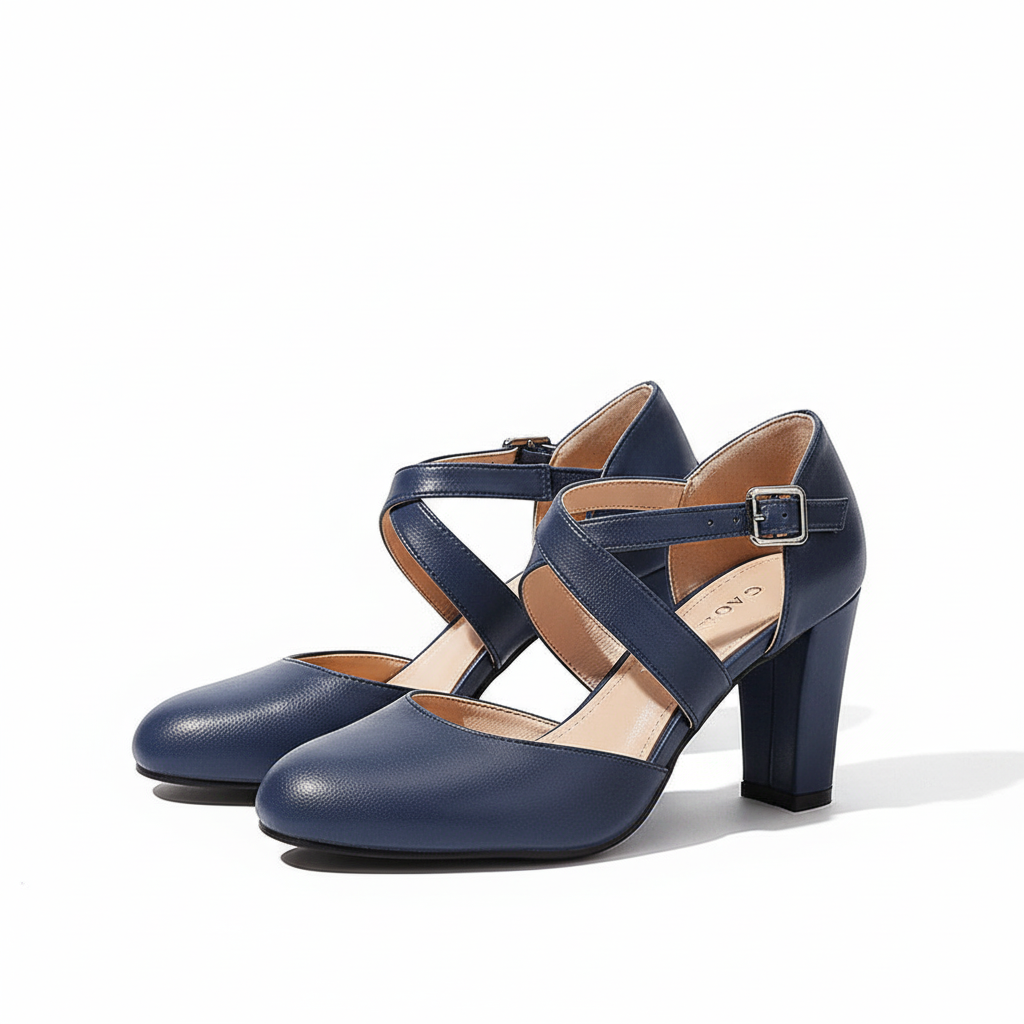 Women’s X-Strap Rounded Block Heel