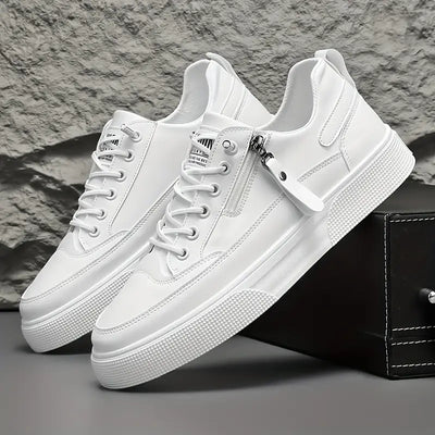 Men’s Zip Sneakers - Side Zipper Low Top Casual Trainers