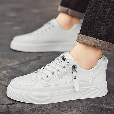 Men’s Zip Sneakers - Side Zipper Low Top Casual Trainers