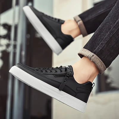 Men’s Zip Sneakers - Side Zipper Low Top Casual Trainers