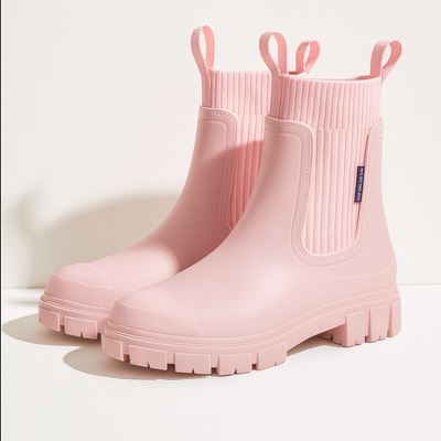 Women’s Chelsea Ankle Boots - Block Heel and Elastic Panels