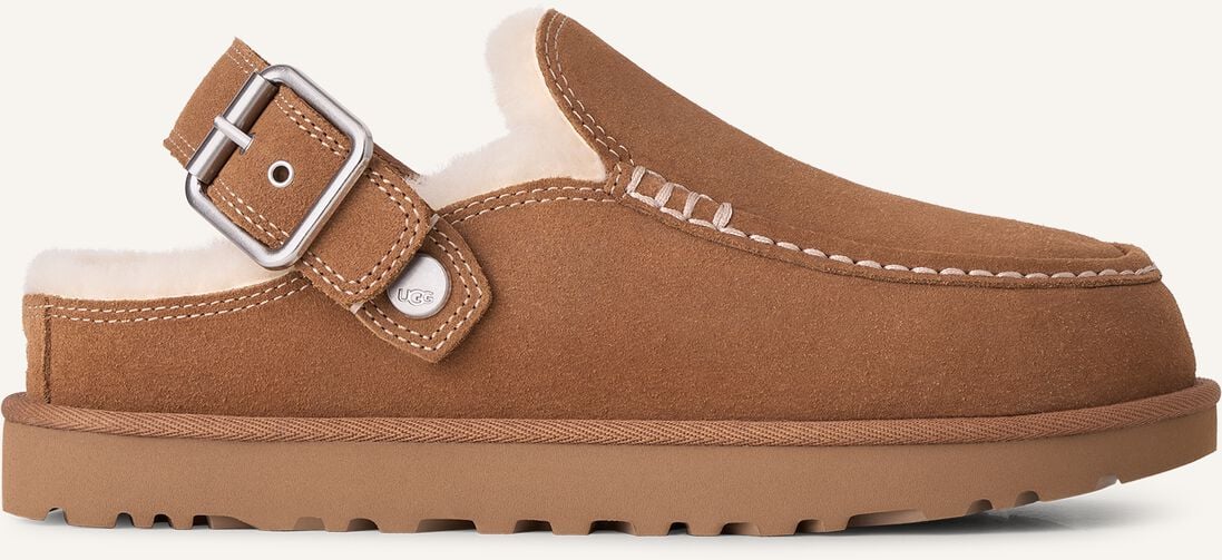 UGG Women's Goldenstar Evelina Suede Buckle Clogs